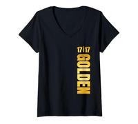 Women's Golden Birthday 17th Vertical Text Candle V-Neck T-Shirt