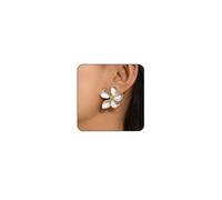Women's golden flower earrings, dangling large flowers, large flower personality flower earrings, silver flower studs, summer fashion earrings, flower jewelry (Style4_Silver flower)