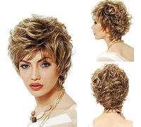 Women's Golden Fluffy Pixie Cut Short Wig Heat-Resistant Synthetic Short Curly Wig Suitable for Daily Party Cosplay wear Gold,12in (Gold 12in)