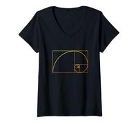 Women's Golden Ratio Fibonacci Phi Spiral Perfect Geometry V-Neck T-Shirt