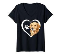 Women's Golden Retriever Heart V-Neck T-Shirt