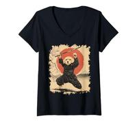 Womens Golden Retriever Samurai V-Neck T-Shirt