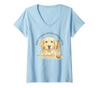 Women's Golden Retrievers and Beer Solve Everything V-Neck T-Shirt