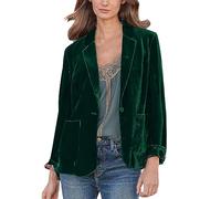 Women's Golden Velvet Solid Colour Fashion Casual Top Jacket Women Short Wool Coat (Green, S)