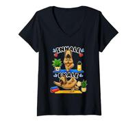 Women's Goldendoodle Doing Yoga Inhale - exale DIGOR Funny V-Neck T-Shirt