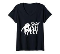 Womens Goldfish Boy Goldfishs Lover Owner V-Neck T-Shirt