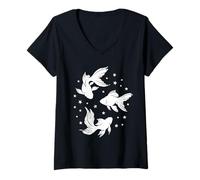 Women's Goldfish Star Aesthetic Cute Beachy Cool Vintage Retro V-Neck T-Shirt