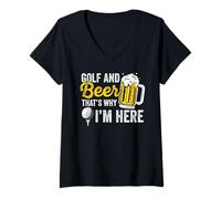 Womens Golf and Beer That's Why I'm Here Golfer Golf Player V-Neck T-Shirt