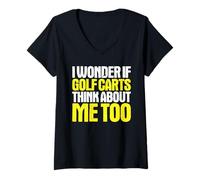 Women's Golf Cart Mechanic I Wonder If V-Neck T-Shirt