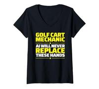 Women's Golf Cart Mechanic Never Replace V-Neck T-Shirt