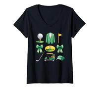 Womens Golf Essentials Icon Art Golf Ball Cart Visor Tournament V-Neck T-Shirt