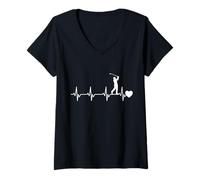 Womens Golf heartbeat for golfers Golf Lovers Sport Athletes Funny V-Neck T-Shirt