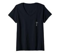 Women's Golf Minimalist Black and White Line Art V-Neck T-Shirt