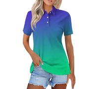 Women's Golf Polo Tops, Short Sleeve | Summer Button Down Lapel Blouse, Business Work Yoga Friendly, Ladies Active Top Green #1 3XL