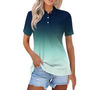 Women's Golf Polo Tops, Short Sleeve | Summer Button Down Lapel Blouse, Business Work Yoga Friendly, Ladies Active Top Mint Green #1 L