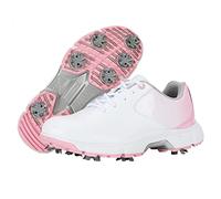 Women's Golf Shoes Non-Slip Wear-Resistant Waterproof Casual Shoes, Lightweight Microfiber Casual Walking Sneakers Shoes Spikes for Outdoor Sports,White,8.5 UK