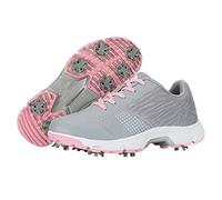 Women's Golf Shoes Non-Slip Wear-Resistant Waterproof Casual Shoes, Lightweight Microfiber Casual Walking Sneakers Shoes Spikes for Outdoor Sports,Gray,5 UK
