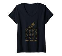 Womens Golly What a Day (Gold/Tan) - Oodelaly Robin Hood Nostalgia V-Neck T-Shirt