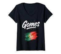 Womens Gomes Portugal Flag Portuguese Name V-Neck T-Shirt