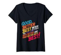 Womens Good Better Best Never Let It Rest Motivation V-Neck T-Shirt
