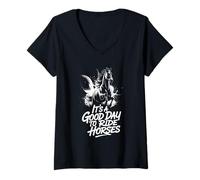 Womens Good Day To Ride Horses - Funny Horse Lover V-Neck T-Shirt