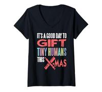 Womens Good Day to Surprise Little Ones Funny Xmas Teacher V-Neck T-Shirt