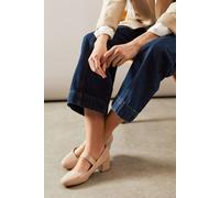 Womens Good For The Sole: Erin Faux Patent Leather Mary Jane Low Block Heel Court Shoes Beige 6