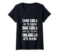 Womens Good Girls Go To Heaven Bad Girls Go To Valhalla With Ragnar V-Neck T-Shirt