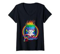 Women's Good Luck Trolls Rainbow Hair V-Neck T-Shirt