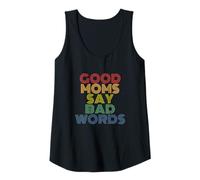 Womens Good Moms Say Bad Words Funny Retro Rainbow Style Tank Top