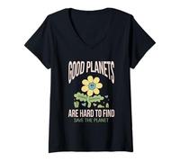 Womens Good Planets are Hard to Find Save The Earth Environment Climate V-Neck T-Shirt