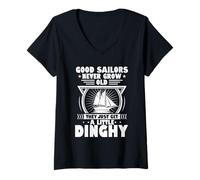 Womens Good Sailors Never Grow Old Sailor Sail Captain V-Neck T-Shirt