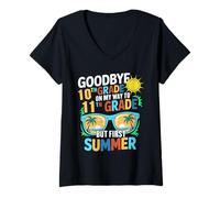 Womens GoodBye 10th Grade On My Way To 11th Grade But First Summer V-Neck T-Shirt