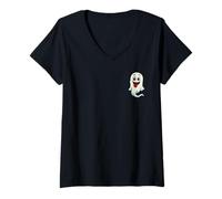 Womens Goofy Ghost V-Neck T-Shirt