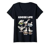 Women's Goose Life Funny Geese Lover Bird Behavior V-Neck T-Shirt