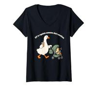 Women's Goose Mom Regulating Everyone's Emotions Funny Stroller V-Neck T-Shirt