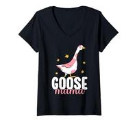 Womens Goose Mother Animal Goose Sweet Lover Goose V-Neck T-Shirt