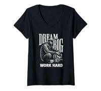 Women's Gorilla Dream Big Work Hard Motivational Hustle V-Neck T-Shirt