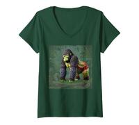 Womens Gorilla Fruit Art - Protecting Wildlife One Choice at a Time V-Neck T-Shirt