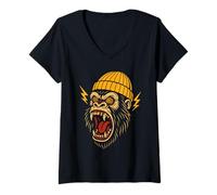 Womens Gorilla Tattoo Vintage Classic American Old School Tattoos V-Neck T-Shirt