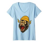 Womens Gorilla Tattoo Vintage Classic American Old School Tattoos V-Neck T-Shirt