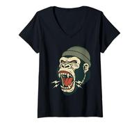 Womens Gorilla Tattoo Vintage Classic American Old School Tattoos V-Neck T-Shirt