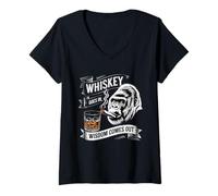 Womens Gorilla Tshirt Whiskey Goes in Wisdom Comes Out Funny Monkey V-Neck T-Shirt
