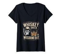 Womens Gorilla Tshirt Whiskey Goes in Wisdom Comes Out Funny Monkey V-Neck T-Shirt
