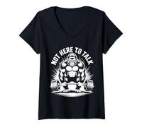 Womens Gorilla Workout Not Here To Talk Funny Gorilla Gym V-Neck T-Shirt