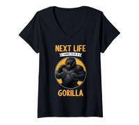 Womens Gorillas Next Life i Want to be a Gorilla V-Neck T-Shirt
