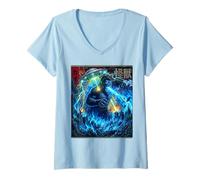 Women's gorillazilla Kaiju Monster Fighting UFO Alien Japanese V-Neck T-Shirt