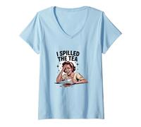 Womens Gossip I Spilled The Tea Black Girl V-Neck T-Shirt