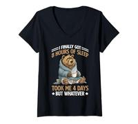 Womens Got 8 Hours Sleep Took 4 Days But Whatever - V-Neck T-Shirt