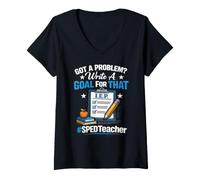 Women's Got A Problem Write A Goal for that Spell My Name Right V-Neck T-Shirt